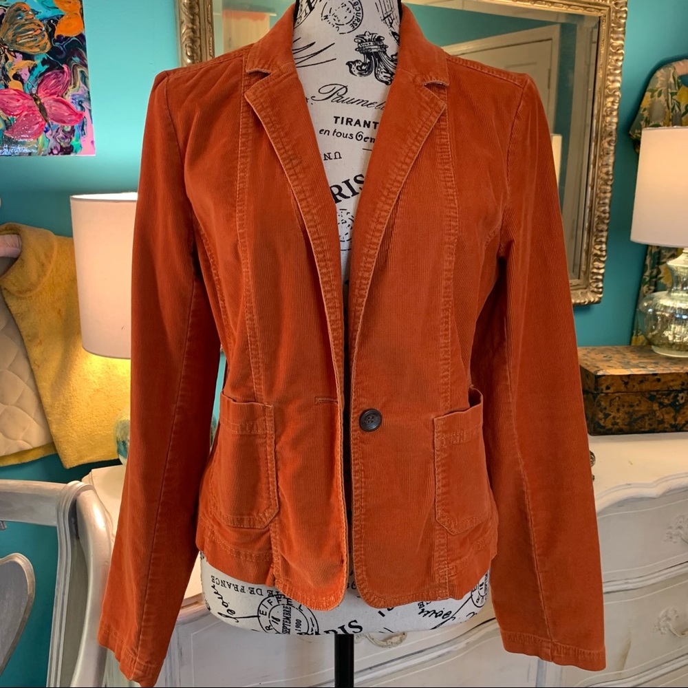 Pumpkin Orange Corduroy Blazer